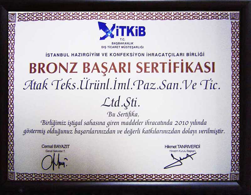 İTKİB Bronz Başarı Sertifikası